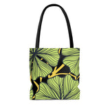 Lotus Leaf Black Tote Bag (Black Background)