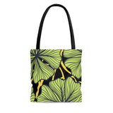 Lotus Leaf Black Tote Bag (Black Background)