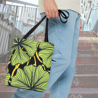 Lotus Leaf Black Tote Bag (Black Background)