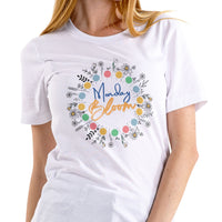 Monday Bloom Floral Design White T-Shirt