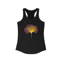 Solid Black Ginkgo Leaves Design Tank Top