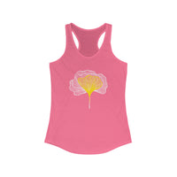 Solid Hot Pink Ginkgo Leaves Design Tank Top