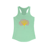 Solid Mint Ginkgo Leaves Design Tank Top