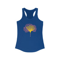 Solid Royal Ginkgo Leaves Design Tank Top