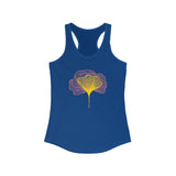 Solid Royal Ginkgo Leaves Design Tank Top