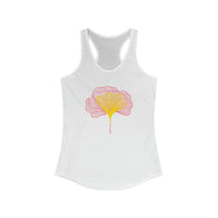 Solid White Ginkgo Leaves Design Tank Top