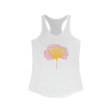 Solid White Ginkgo Leaves Design Tank Top