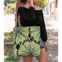 Lotus Leaf Black Tote Bag (Black Background)