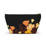 Blow your own way Poppy floral black cosmetic travel pouch - Back view