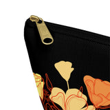 Blow your own way Poppy floral black cosmetic travel pouch - Zipper