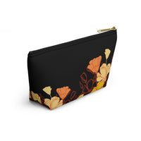 Blow your own way Poppy floral black cosmetic travel pouch - Side view