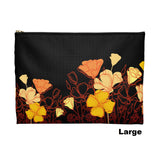 Blow your own way Poppy Floral pouch - Large Black Back view