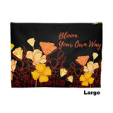 Blow your own way Poppy Floral pouch - Large Black Front view