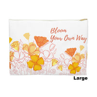 Blow your own way Poppy Floral pouch - Large White Front view