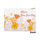 Blow your own way Poppy Floral pouch - Small White Front view