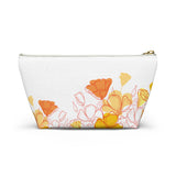 Blow your own way Poppy floral white cosmetic travel pouch - Back view