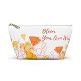 Blow your own way Poppy floral white cosmetic travel pouch - Front view