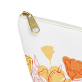 Blow your own way Poppy floral white cosmetic travel pouch - Zipper