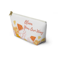 Blow your own way Poppy floral white cosmetic travel pouch - Side view