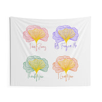 Ginkgo Leaves Ho'oponopono Phrases White Wall Tapestry 60"x50"