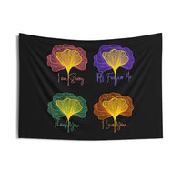 Ginkgo Leaves Ho'oponopono Phrases Black Wall Tapestry