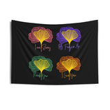 Ginkgo Leaves Ho'oponopono Phrases Black Wall Tapestry