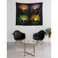 Ginkgo Leaves Ho'oponopono Phrases Black Wall Tapestry