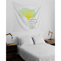 Ginkgo Leaves with Positive Words White Wall Tapestry in the bedroom